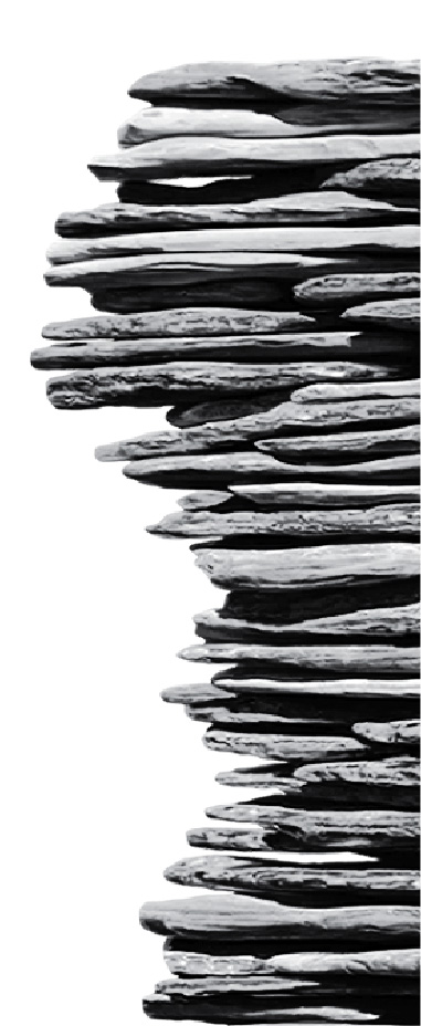 stacked slate stone facing left